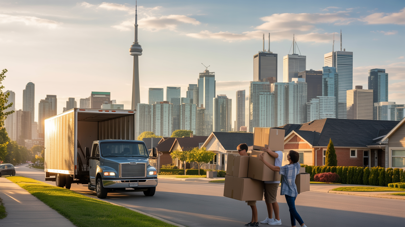 Toronto skyline at golden hour with a family relocating to the GTA — complete home buyer guide for 2026