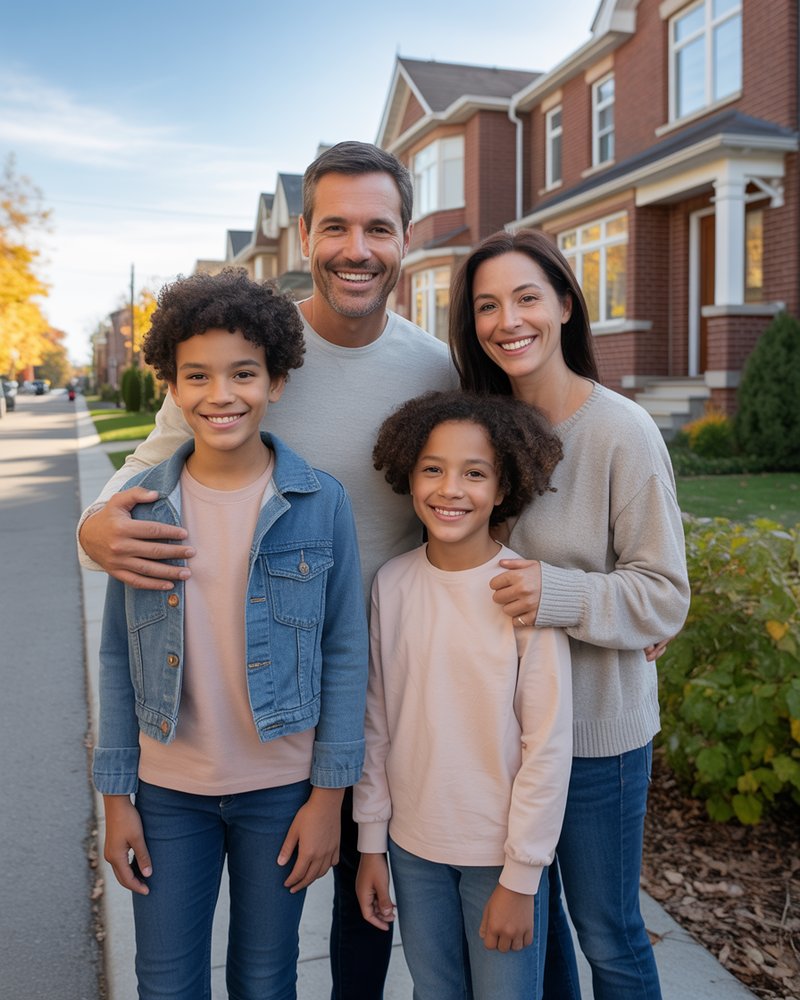 GTA family on the porch of their new home
